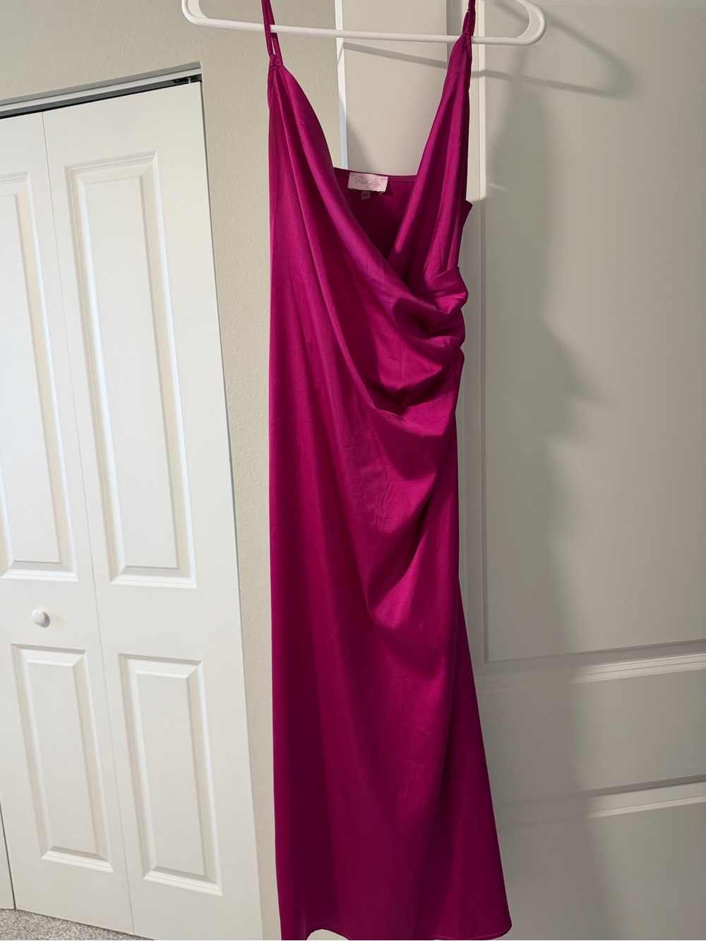 Pink Lily Fuchsia Satin Slip Cocktail Dress